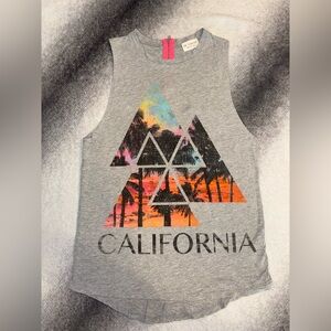 (A8) The Clas-sic Gray 'California' Tank Top Sleeveless Zip Back Tee T-Shirt S M
